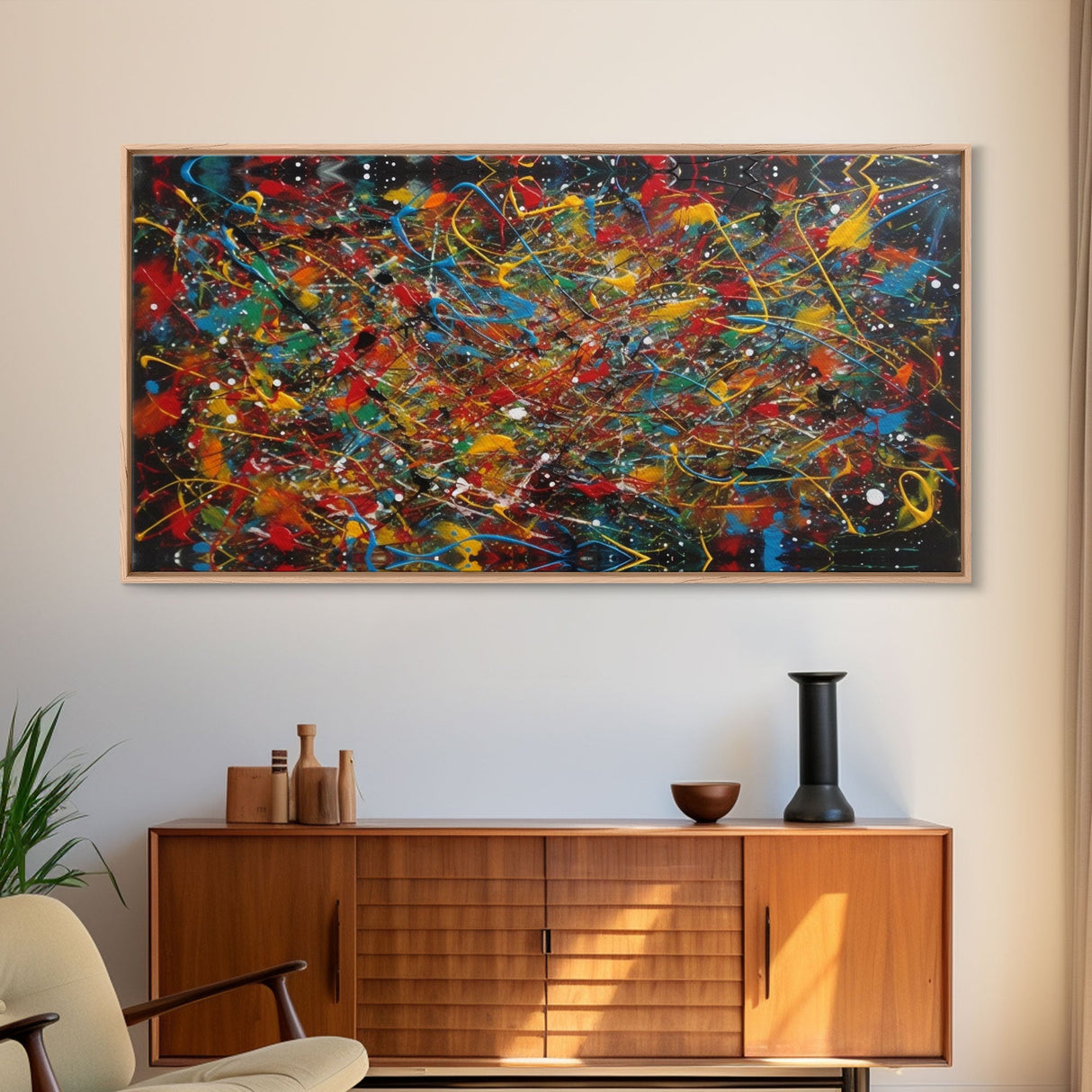 Large Original Abstract Painting Print For Living Room Jackson Pollock inspired Style Art Modern Pollock Style Splatter Wall Art