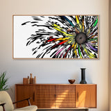 Abstract Flower Art - Exploding Flower - Rainbow Flower Painting / Canvas Print - Framed Wall Art - Unique Minimalist / Expressionist Art