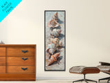 Vertical Printed Canvas Art of Seashells on Coast, Coastal Wall Art Print for Beach House, Beachy Decor, Large Wall Art, Framed Canvas Art