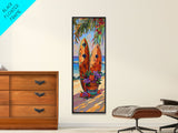 Vertical Coastal Art Print for Beach House, Tropical Beach Art Framed and Printed on Canvas, Wall Art for Living Room, Acrylic Painting