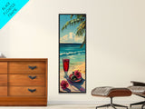 Tropical Landscape Coastal Art Canvas Framed, Beach Art for Living Room, Oversized Wall Art for Living Room, Tall and Narrow Wall Art