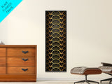 Abstract Gold Geometric Pattern on Black Background - Framed Canvas Print, Art Deco Style, Skinny Art, Tall Art, Midcentury Modern Art, Living Room Wall Decor