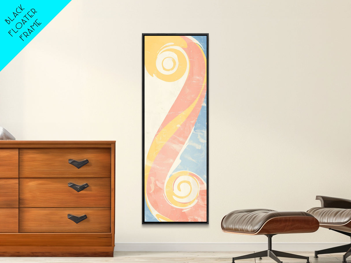 Abstract Patterns Swirling Japanese Design In Ukiyo-e Art On Framed Canvas Print Tall Skinny Wood Block Modern Wall Decor