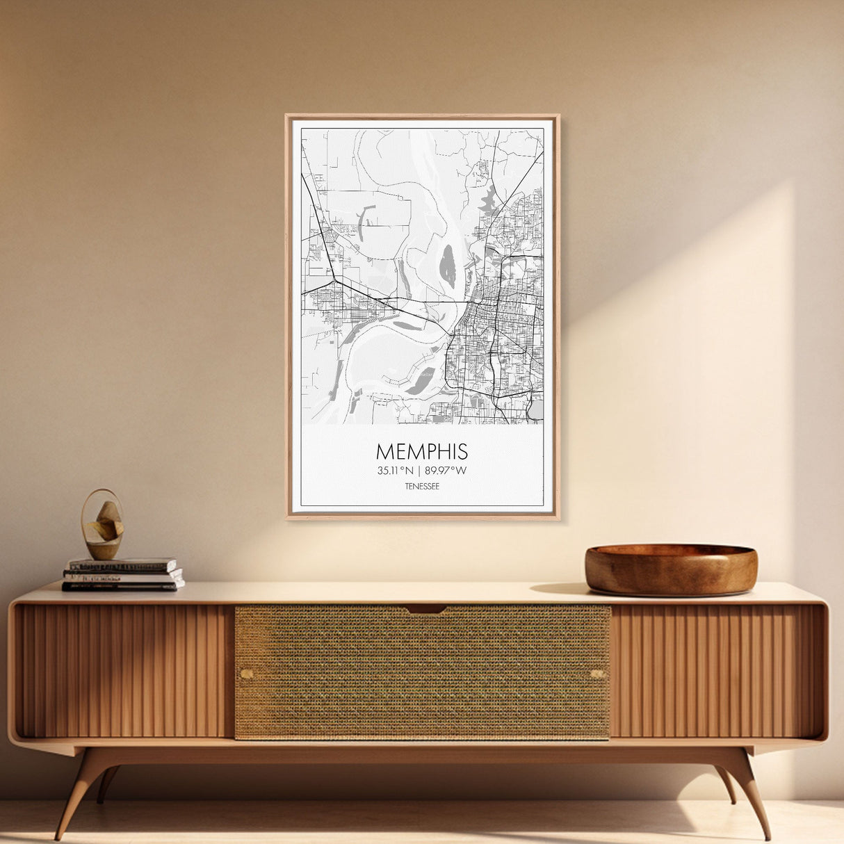 Memphis Street Map, Tennessee Map, City Map Art, Modern Art, Wall Art, Canvas Print, Music Room Décor, Housewarming Gift, Travel Art
