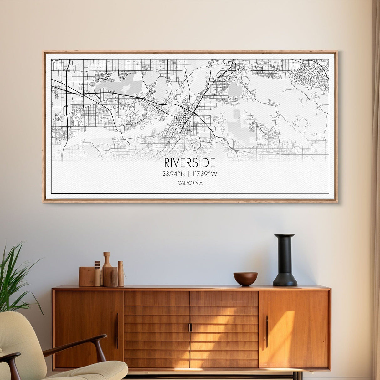 Riverside City Map, California Art, Map Print, Minimalist Wall Art, Wall Art, Canvas Art, Panoramic Wall Art, Gift For Graduation, Room Art