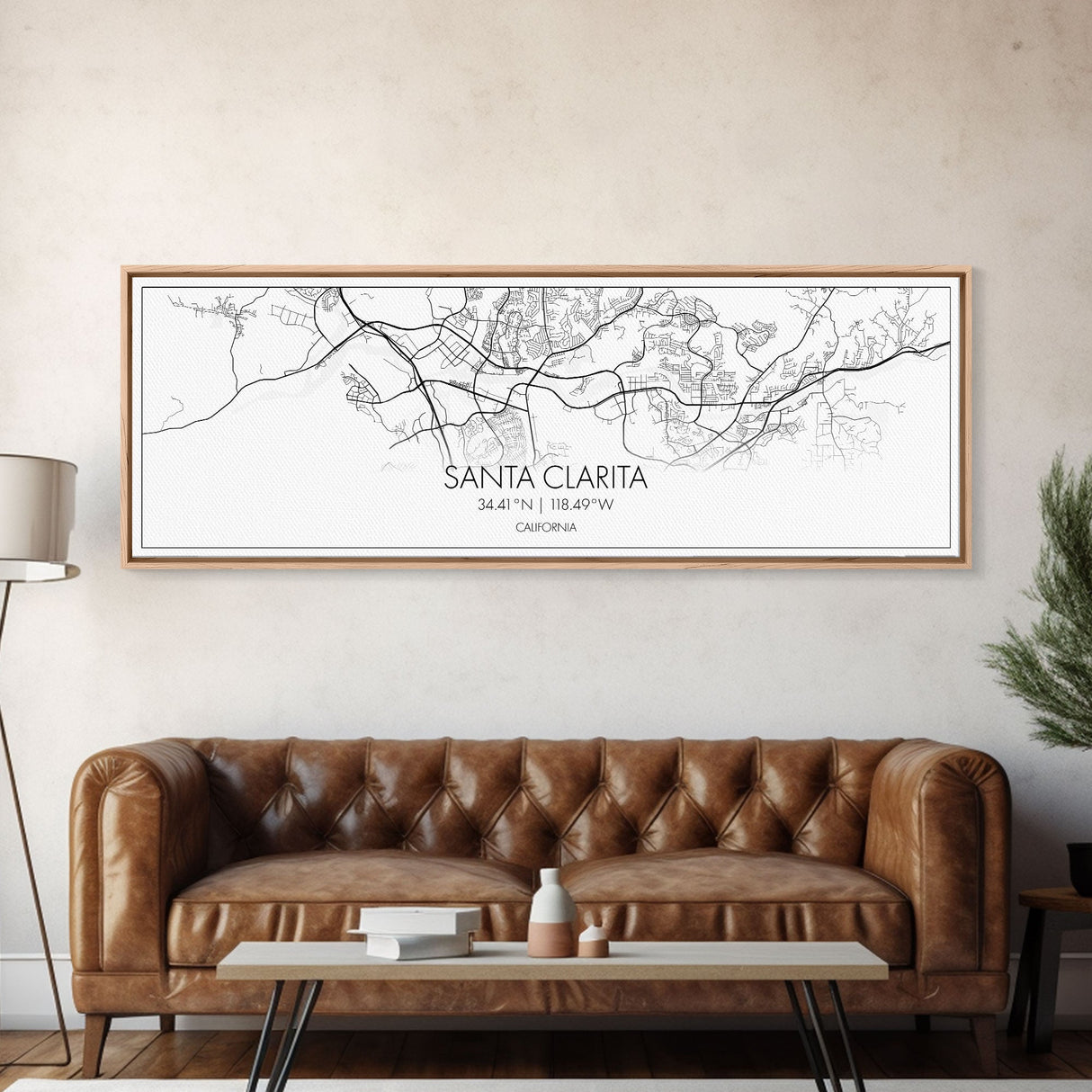 Panoramic Santa Clarita City Map, California Art, Map Print, Minimalist Wall Art, Canvas Art, Housewarming Gift, Street Map, Closing Gift