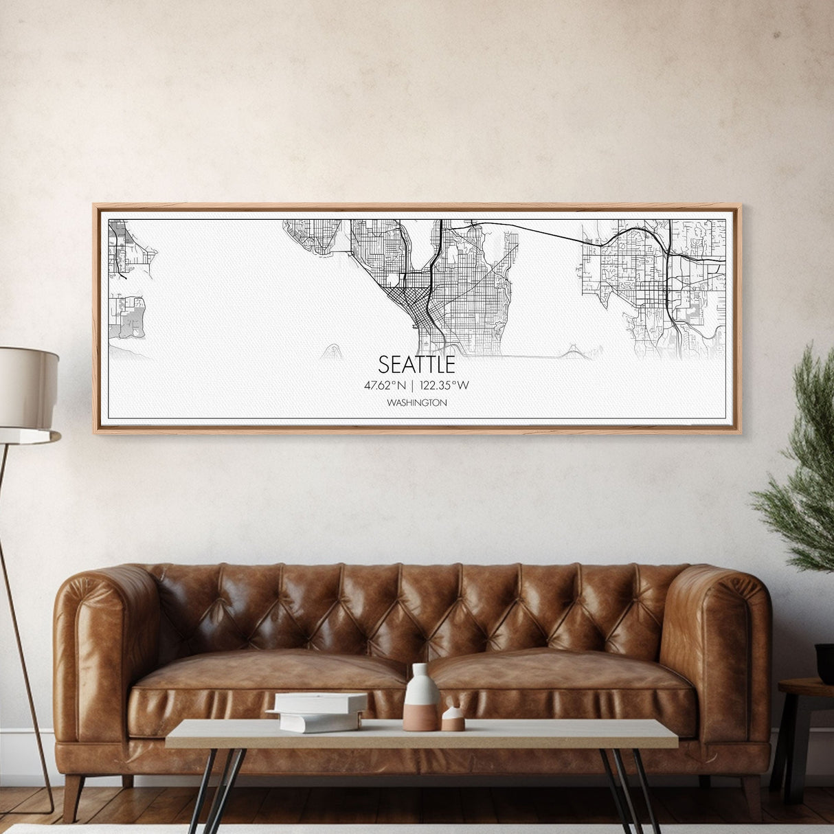 Panoramic Seattle City Map, Washington Art, Map Print, Minimalist Wall Art, Canvas Art, Housewarming Gift, Street Map Art, Closing Gift