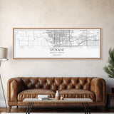 Panoramic Spokane City Map, Washington Art, Map Print, Minimalist Wall Art, Canvas Art, Housewarming Gift, Street Map Art, Closing Gift