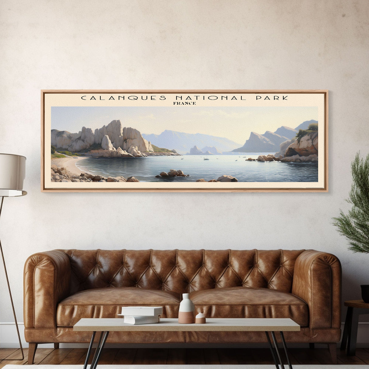 Calanques National Park COUNTRY | Framed Travel Poster Canvas Print | Trendy Wall Art | Watercolor Painting | Living Room Art | Unique Art