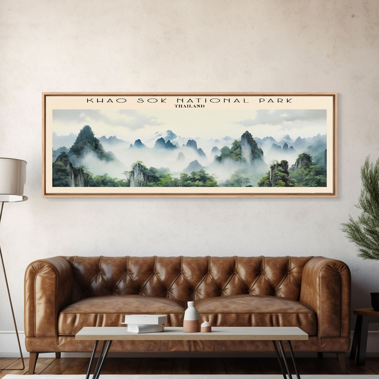 Khao Sok National Park COUNTRY | Framed Travel Poster Canvas Print | Trendy Wall Art | Watercolor Painting | Living Room Art | Unique Art