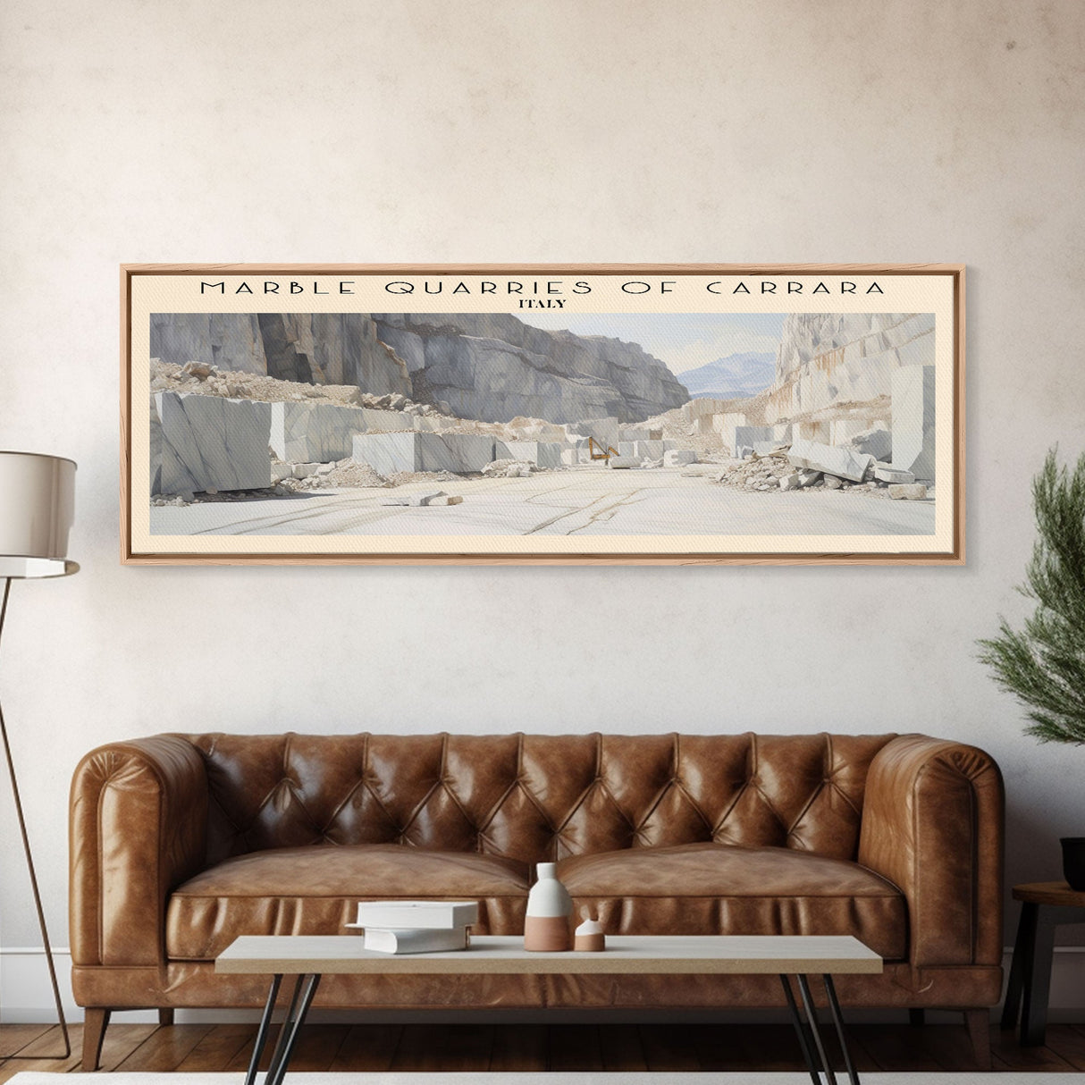 Marble Quarries of Carrara COUNTRY | Framed Travel Poster Canvas Print | Trendy Wall Art | Watercolor Painting | Living Room Art | Unique Art