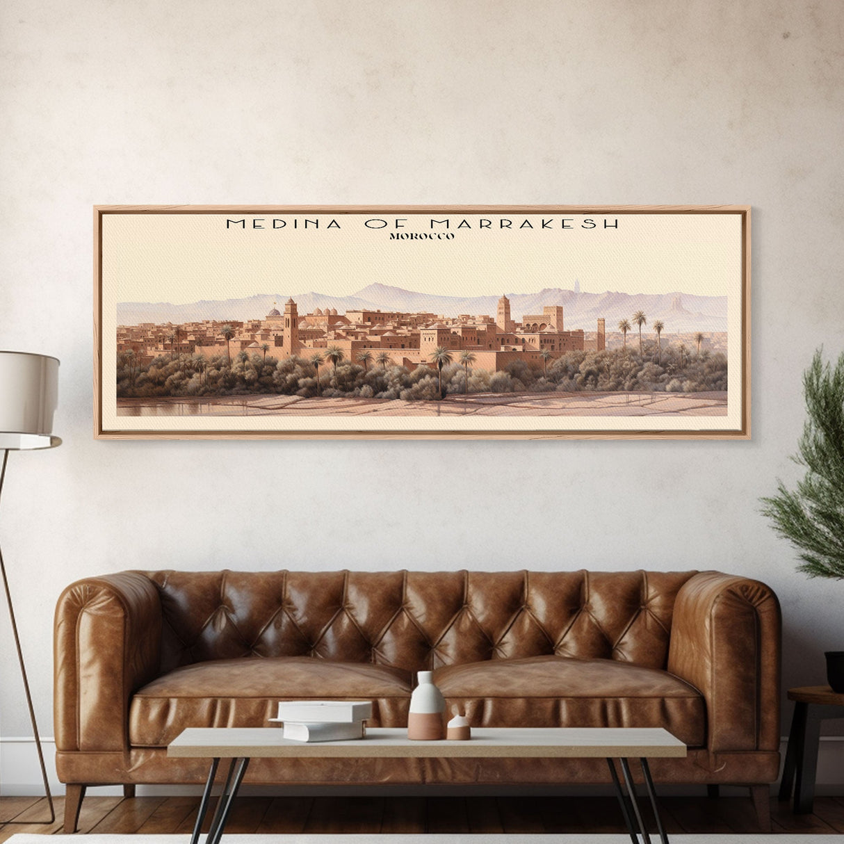 Medina of Marrakesh Travel Poster Print, Framed Canvas Print, COUNTRY Travel Art, Wood Framed Art, Wall Hanging, Home Decor