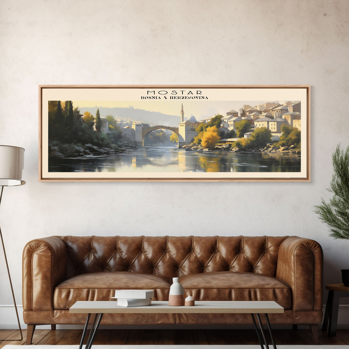 Mostar COUNTRY Travel Poster Print, Framed Canvas Print, COUNTRY Travel Art, Wood Framed Art, Wall Hanging, Home Decor