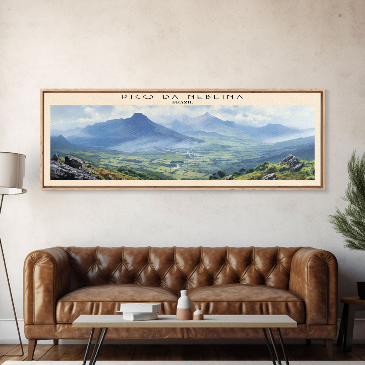 Pico da Neblina COUNTRY | Framed Travel Poster Canvas Print | Trendy Wall Art | Watercolor Painting | Living Room Art | Unique Art