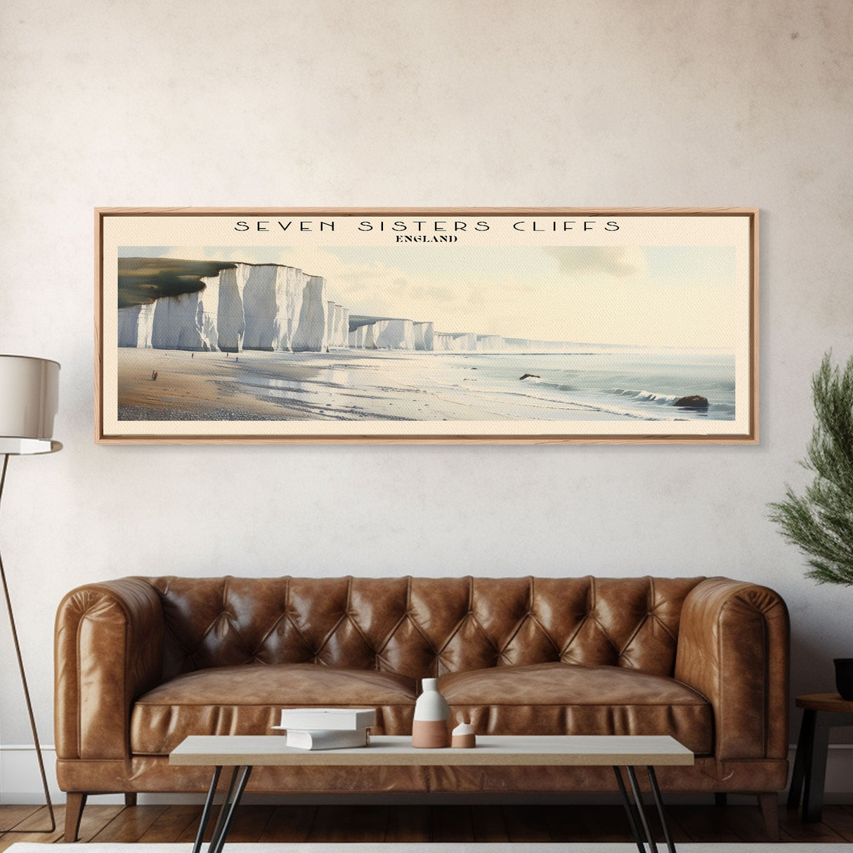 Seven Sisters Cliffs Framed Canvas Print Travel Poster | Wall Art | Home Decor | Gift For Travel Lover | Wall Hanging | Original Art