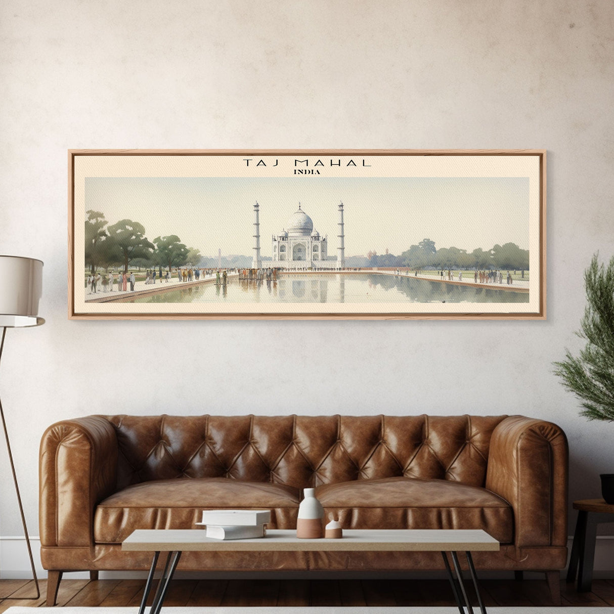 Taj Mahal Travel Poster Print, Framed Canvas Print, COUNTRY Travel Art, Wood Framed Art, Wall Hanging, Home Decor