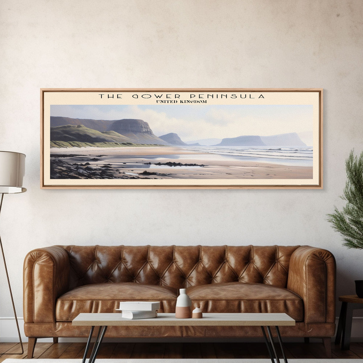 The Gower Peninsula Framed Canvas Print Travel Poster | Wall Art | Home Decor | Gift For Travel Lover | Wall Hanging | Original Art