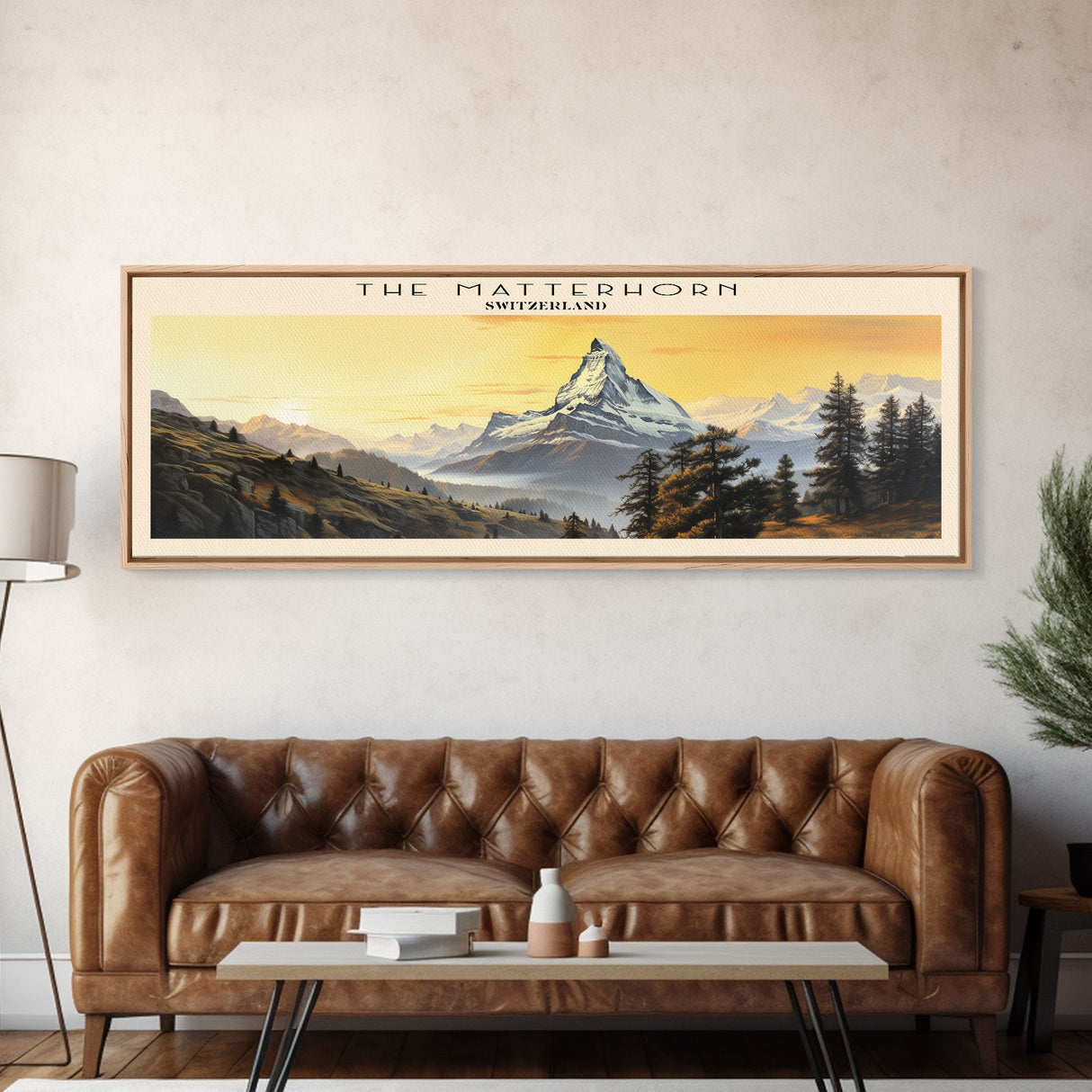 The Matterhorn Travel Poster Print, Framed Canvas Print, COUNTRY Travel Art, Wood Framed Art, Wall Hanging, Home Decor