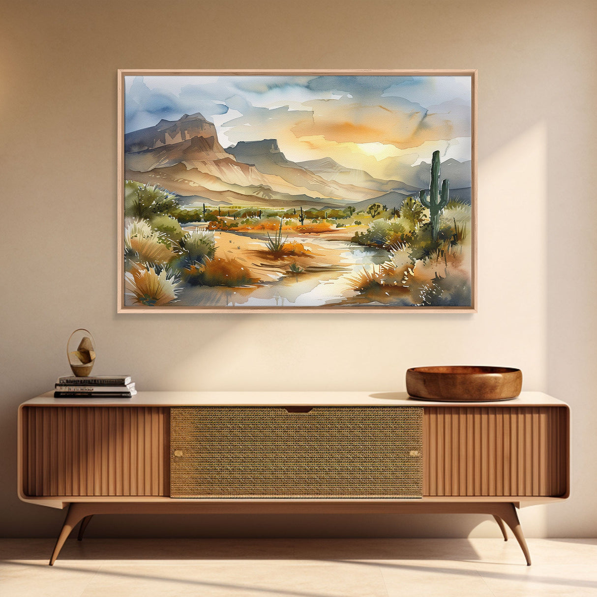 Beautiful Arizona Watercolor Landscape Painting Print, Wood Framed Art, Gift for him, painting, Prints, Abstract Wall Art