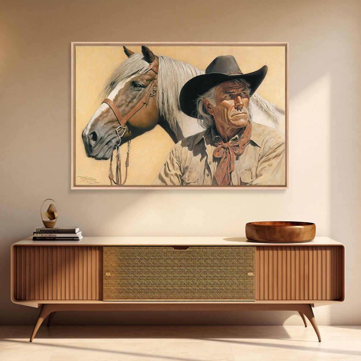 Wild West Cowboy Painting, Western Decor, Southwestern Wall Art, Modern Design Canvas Painting, Southern Home Art, Ranch Wall Art