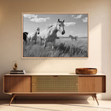 Wild Mustangs, Horse Framed Canvas, Farmhouse Canvas Wall Art, Metal Art, Equestrian Large Wall Art Animal Print, Farmhouse Decor