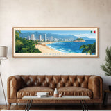 Acapulco, Mexico Travel Poster Panoramic Canvas Print, Acapulco, Mexico Painting, Mexico Art, Acapulco Travel Art, Guest Room Painting