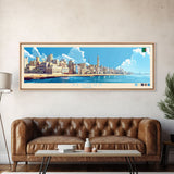 Panoramic Travel Poster al-Mansura, Egypt Canvas Print, al-Mansura, Egypt Painting, Egypt Art, al-Mansura Travel Art, Guest Room Painting