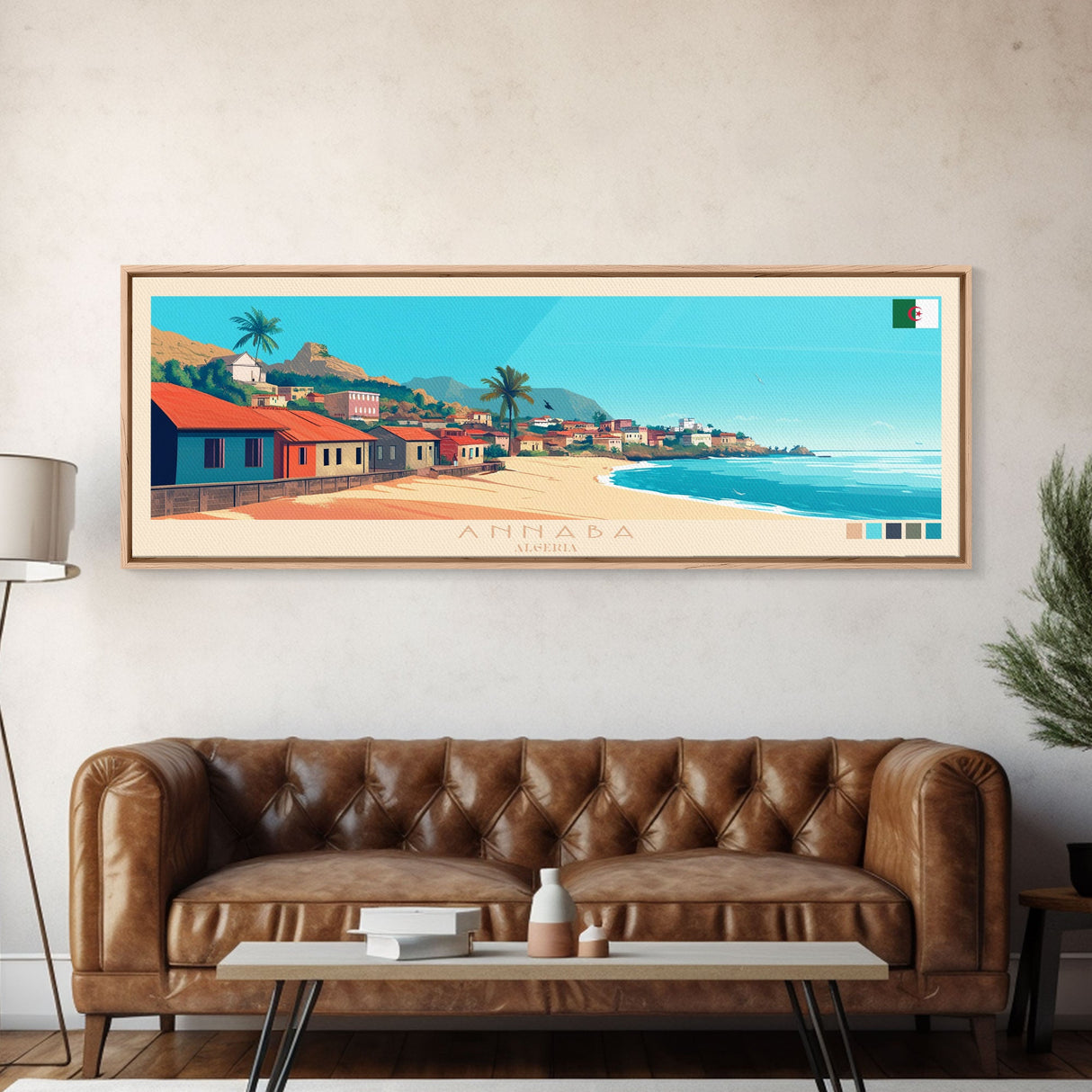 Annaba, Algeria Travel Poster Panoramic Canvas Print, Annaba, Algeria Painting, Algeria Art, Annaba Travel Art, Guest Room Painting