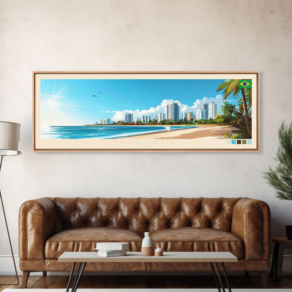 Aracaju, Brazil Panoramic Travel Poster Canvas Print, Aracaju, Brazil Painting, Brazil Art, Aracaju Travel Art, Guest Room Painting