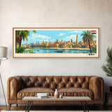 Asyut, Egypt Travel Poster Panoramic Canvas Print, Asyut, Egypt Painting, Egypt Art, Asyut Travel Art, Guest Room Painting