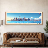 Auckland, New Zealand Panoramic Travel Poster Canvas Print, Auckland, New Zealand Painting, New Zealand Art, Auckland Travel Art, Guest Room Painting