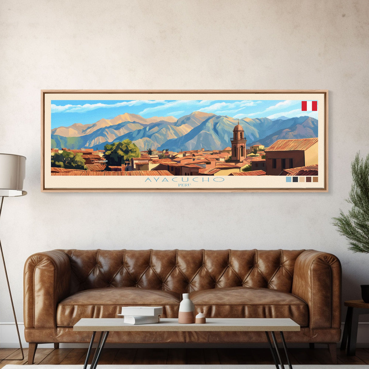 Ayacucho, Peru Panoramic Travel Poster Canvas Print, Ayacucho, Peru Painting, Peru Art, Ayacucho Travel Art, Guest Room Painting