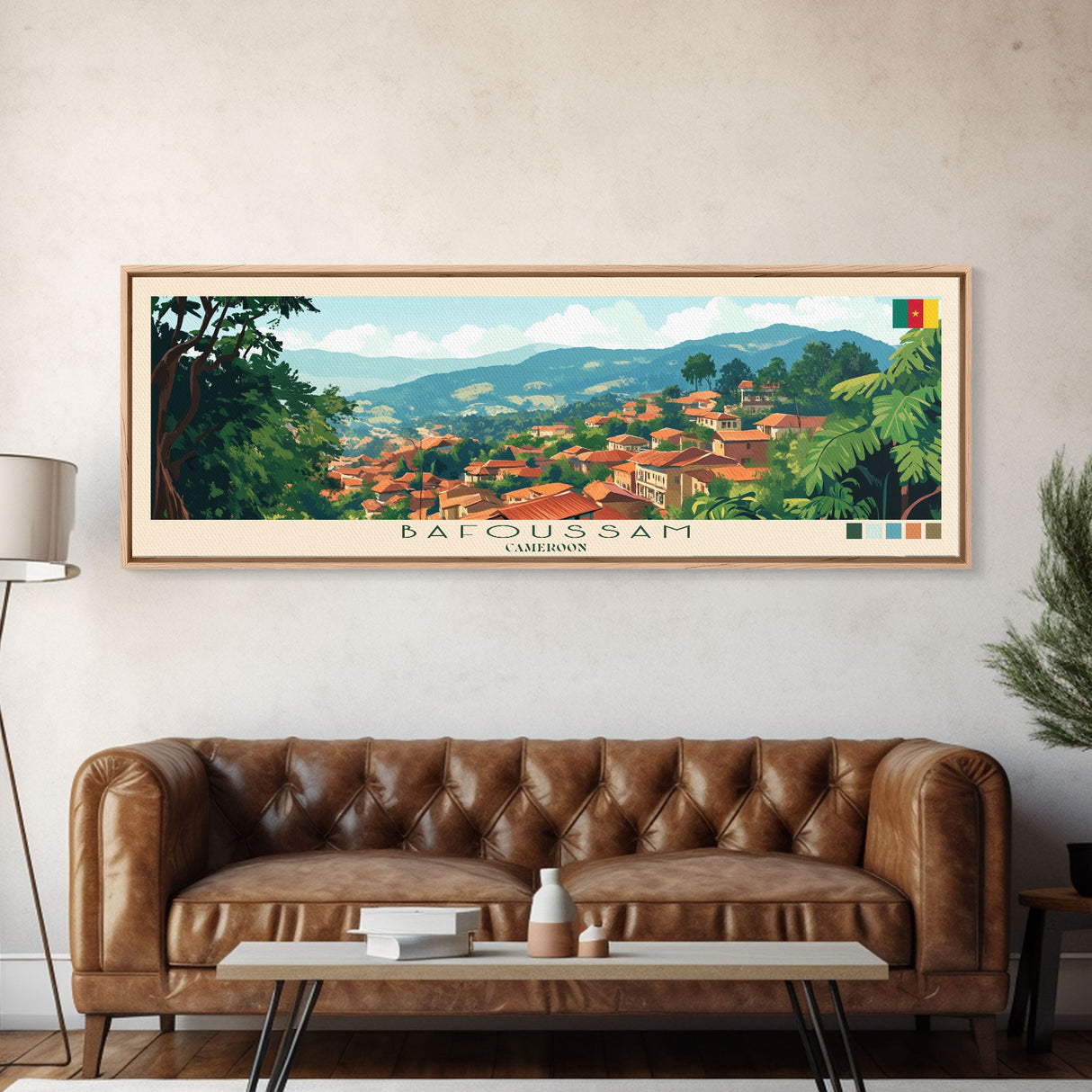 Bafoussam, Cameroon Travel Poster Panoramic Canvas Print, Bafoussam, Cameroon Painting, Cameroon Art, Bafoussam Travel Art, Guest Room Painting