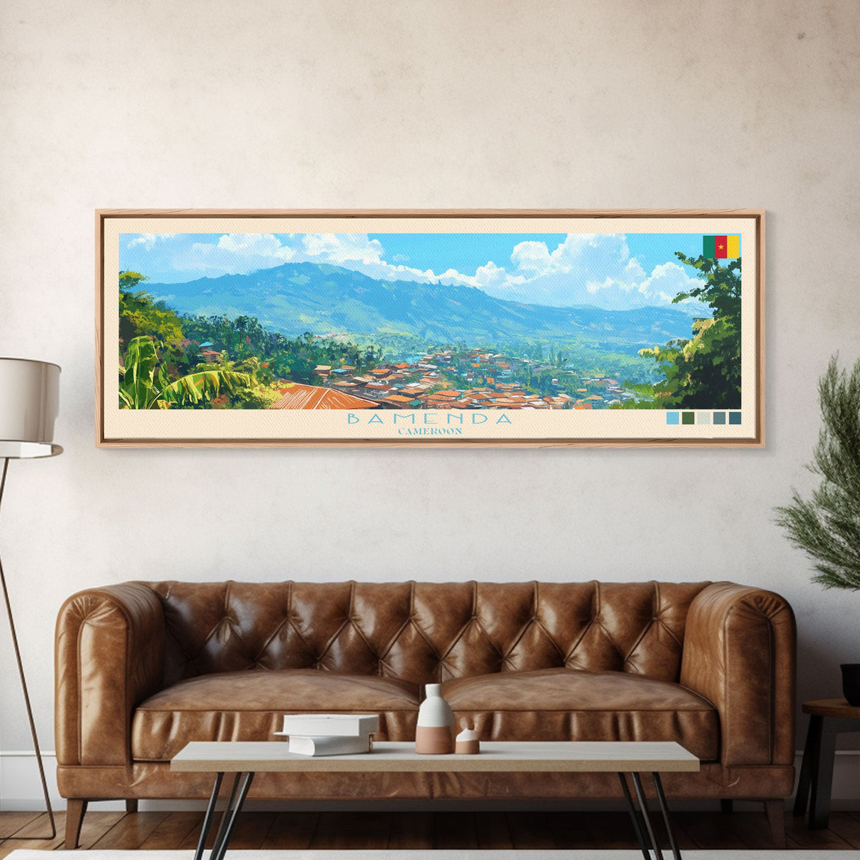 Bamenda, Cameroon Panoramic Travel Poster Canvas Print, Bamenda, Cameroon Painting, Cameroon Art, Bamenda Panoramic Travel Art, Travel Painting