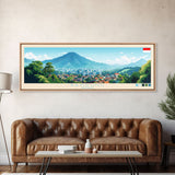 Panoramic Travel Poster Bandung, Indonesia Canvas Print, Bandung, Indonesia Painting, Indonesia Art, Bandung Travel Art, Guest Room Painting