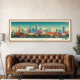 Bangkok, Thailand Travel Poster Panoramic Canvas Print, Bangkok, Thailand Painting, Thailand Art, Bangkok Travel Art, Guest Room Painting