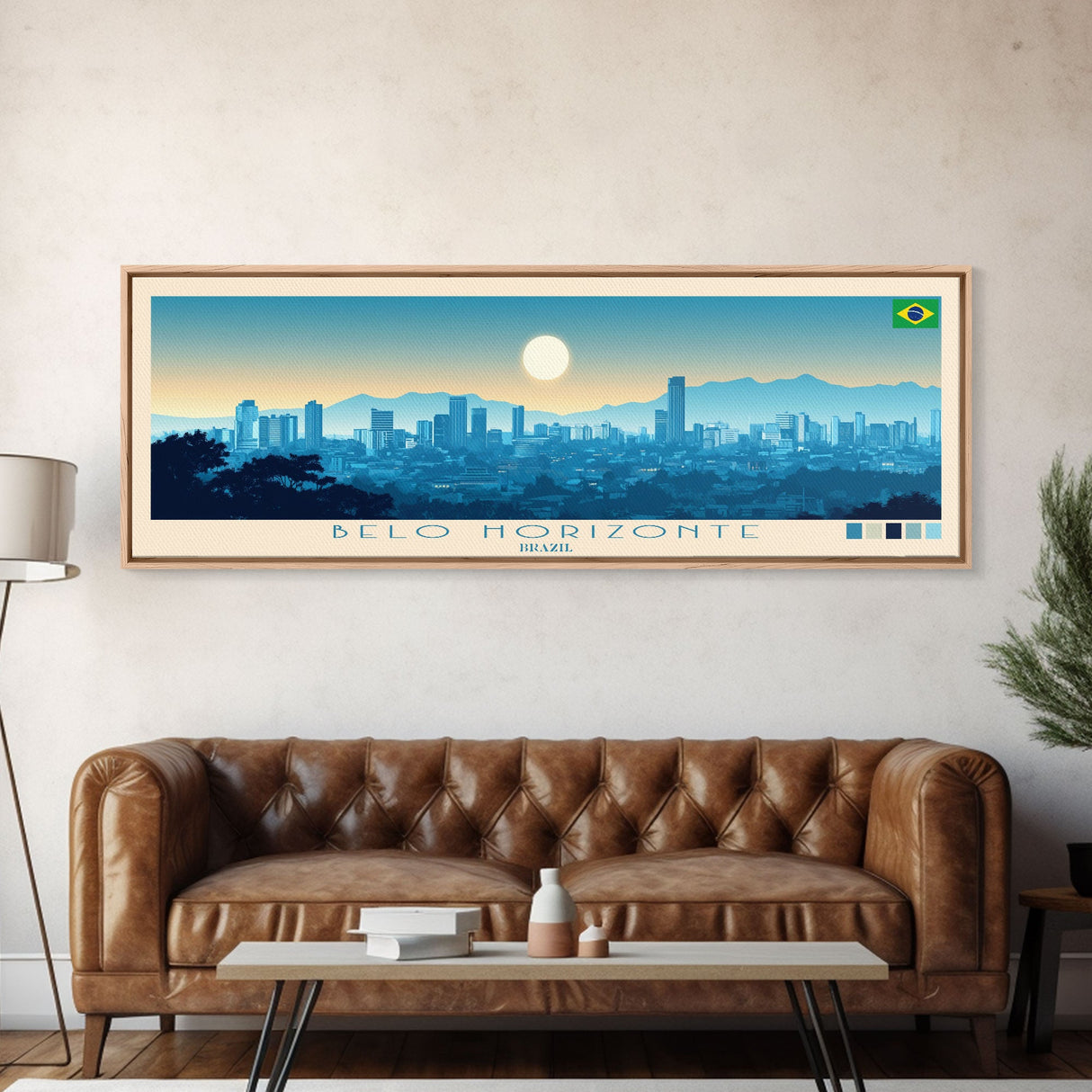 Belo Horizonte, Brazil Panoramic Travel Poster Canvas Print, Belo Horizonte, Brazil Painting, Brazil Art, Belo Horizonte Travel Art, Guest Room Painting