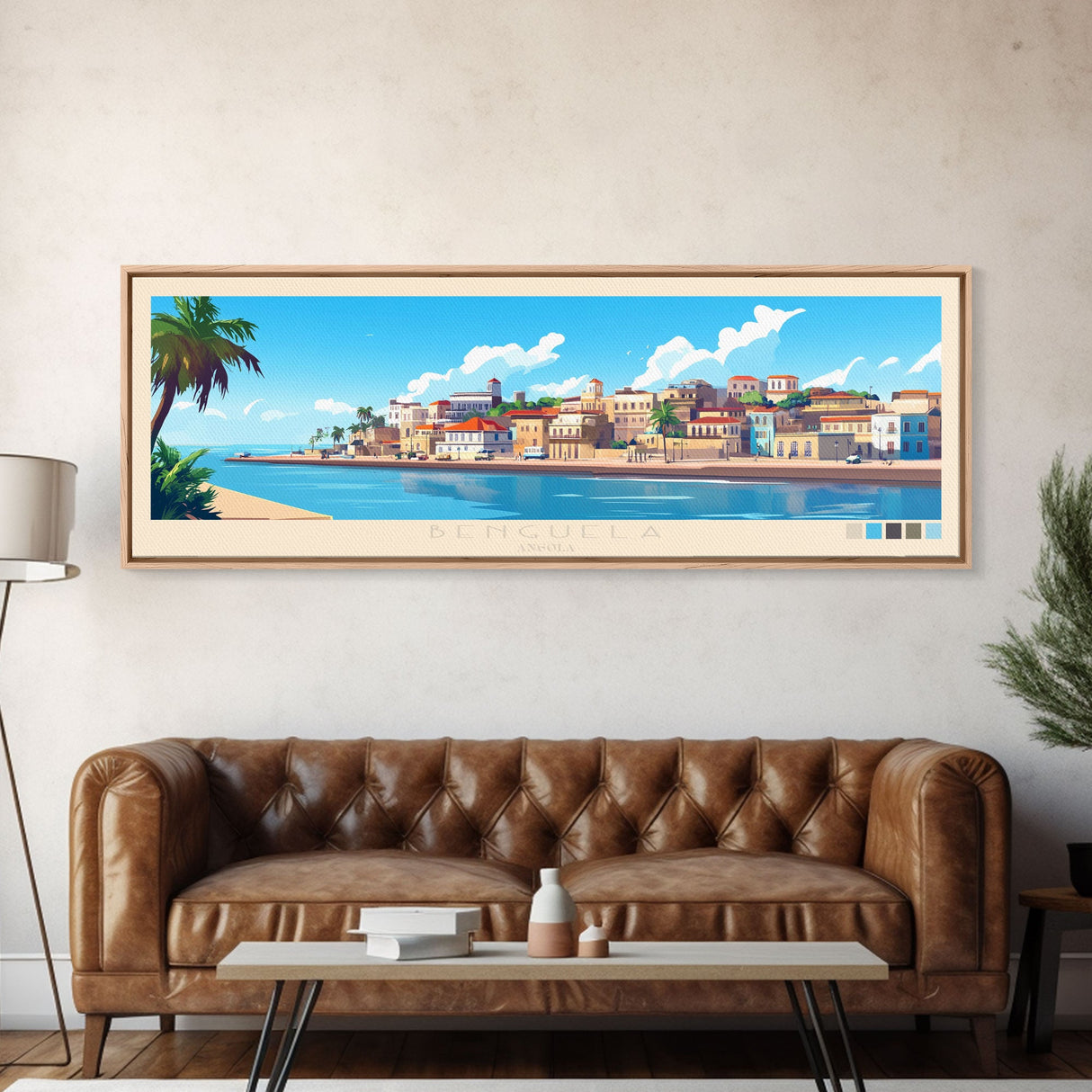 Benguela, Angola Panoramic Travel Poster Canvas Print, Benguela, Angola Painting, Angola Art, Benguela Panoramic Travel Art, Travel Painting