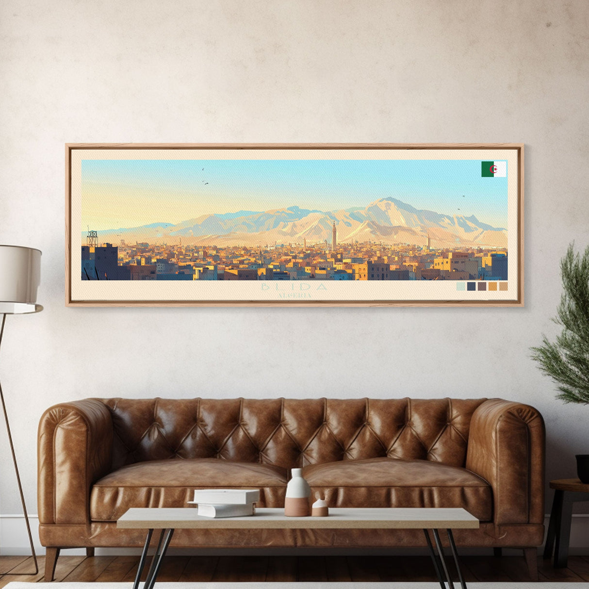 Panoramic Travel Poster Blida, Algeria Canvas Print, Blida, Algeria Painting, Algeria Art, Blida Travel Art, Guest Room Painting