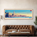 Panoramic Travel Poster Casablanca, Morocco Canvas Print, Casablanca, Morocco Painting, Morocco Art, Casablanca Travel Art, Guest Room Painting