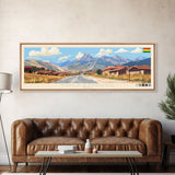 Colcapirhua, Bolivia Travel Poster Panoramic Canvas Print, Colcapirhua, Bolivia Painting, Bolivia Art, Colcapirhua Travel Art, Guest Room Painting