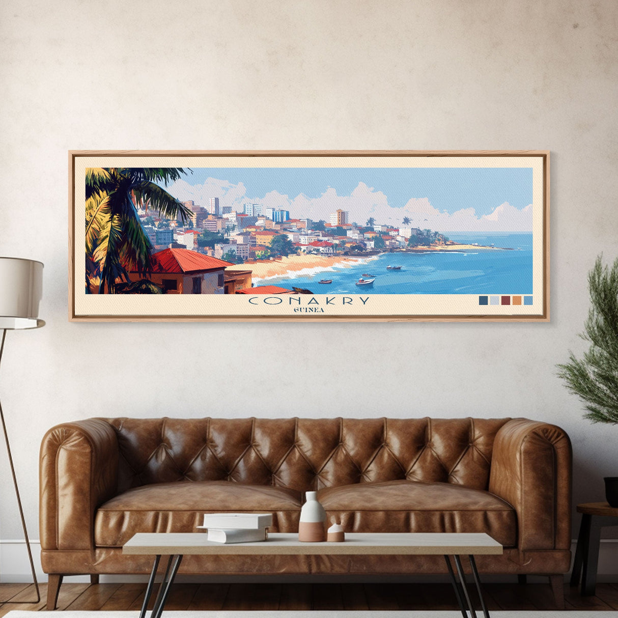 Conakry, Guinea Panoramic Travel Poster Canvas Print, Conakry, Guinea Painting, Guinea Art, Conakry Travel Art, Guest Room Painting