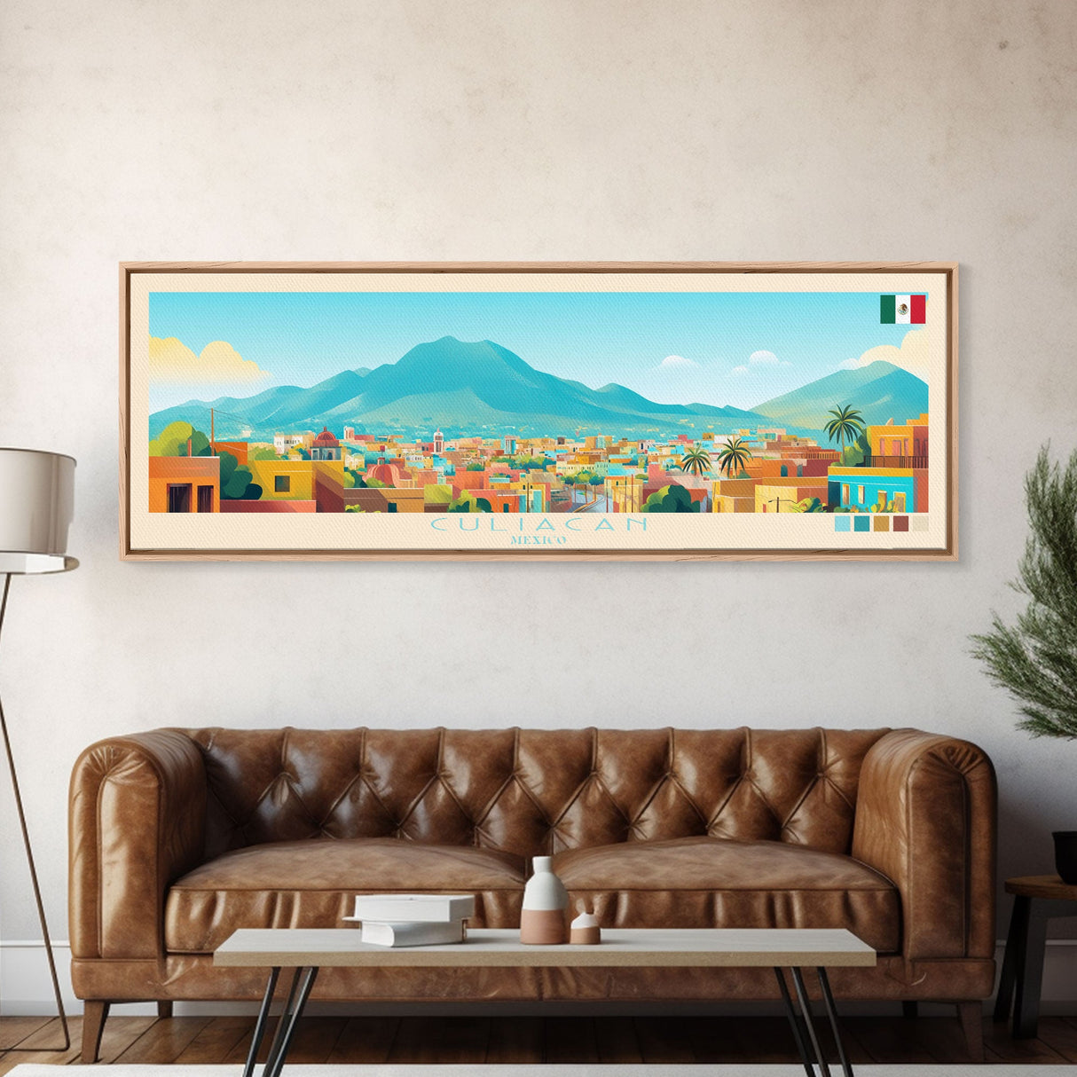 Culiacan, Mexico Panoramic Travel Poster Canvas Print, Culiacan, Mexico Painting, Mexico Art, Culiacan Panoramic Travel Art, Travel Painting