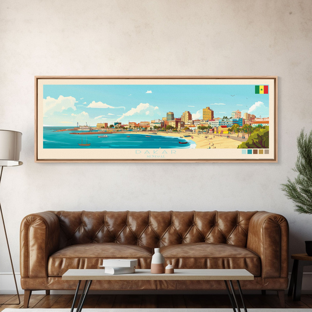 Dakar, Senegal Travel Poster Panoramic Canvas Print, Dakar, Senegal Painting, Senegal Art, Dakar Travel Art, Guest Room Painting