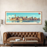 Damietta, Egypt Panoramic Travel Poster Canvas Print, Damietta, Egypt Painting, Egypt Art, Damietta Panoramic Travel Art, Travel Painting