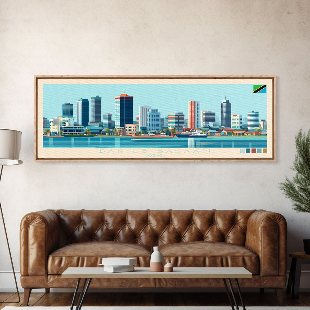 Dar es Salaam, Tanzania Panoramic Travel Poster Canvas Print, Dar es Salaam, Tanzania Painting, Tanzania Art, Dar es Salaam Travel Art, Living Room Painting