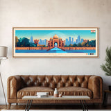 Delhi, India Travel Poster Panoramic Canvas Print, Delhi, India Painting, India Art, Delhi Travel Art, Guest Room Painting