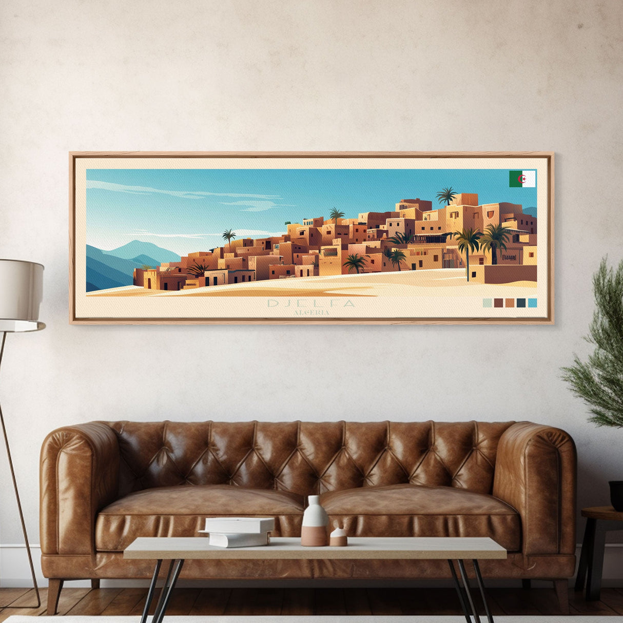 Djelfa, Algeria Panoramic Travel Poster Canvas Print, Djelfa, Algeria Painting, Algeria Art, Djelfa Panoramic Travel Art, Travel Painting