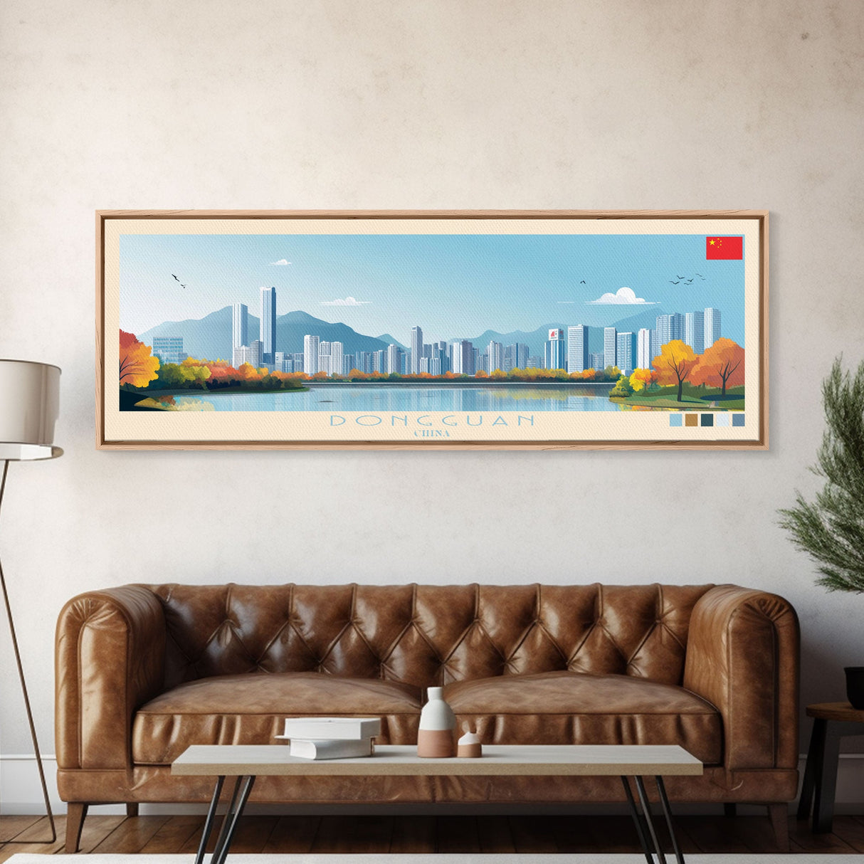 Panoramic Travel Poster Dongguan, China Canvas Print, Dongguan, China Painting, China Art, Dongguan Travel Art, Guest Room Painting