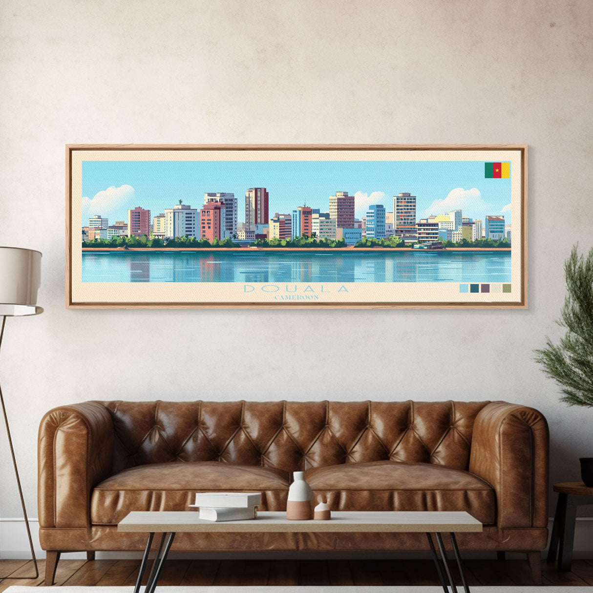 Douala, Cameroon Panoramic Travel Poster Canvas Print, Douala, Cameroon Painting, Cameroon Art, Douala Panoramic Travel Art, Travel Painting